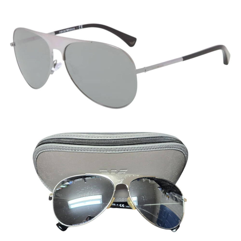 Emporio Armani Aviator Sunglasses EA 2003 3010/6G Gunmetal & Case